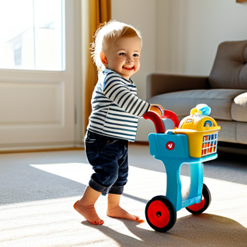 Home 22 **
A toddler, fully clothed in a bright, family-friendly outfit, happily pushing a walker toy in a sunlit living room. Safe for work, appropriate content, perfect anatomy, natural proportions, professional photo, high resolution.
**