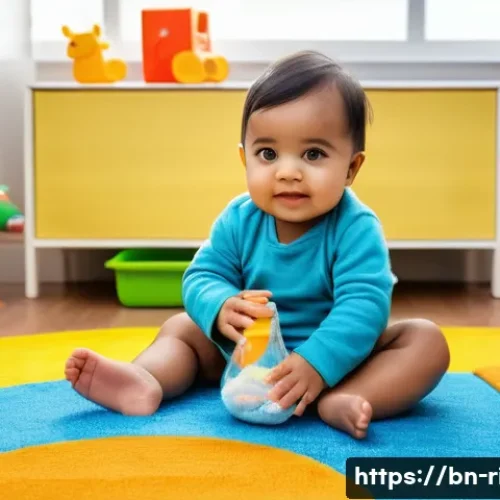 Home 33 승용완구 실내 사용법 - A cozy indoor play area designed for a Bengali toddler, featuring soft carpeted flooring and bright ...